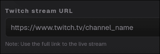 Pasting a Twitch stream URL to start a clip session